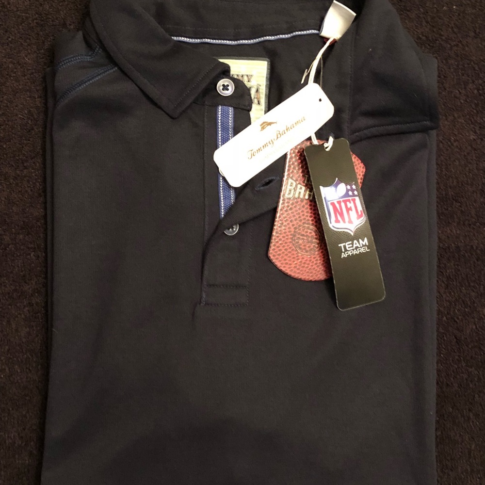 New Tommy Bahama NFL Polo Deep Blue Sz L MSRP $110